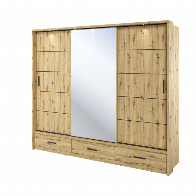 ArtiAR -01P Sliding door wardrobe with lighting and mirror 250cm