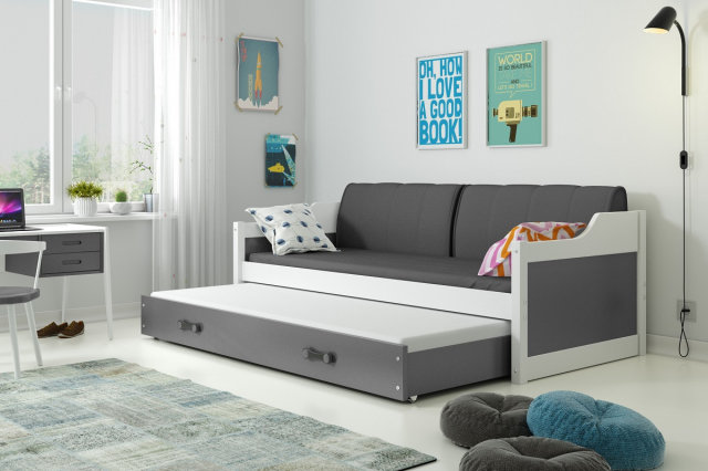 David II 200x90 Двуспальная детская кровать с матрасами белый
