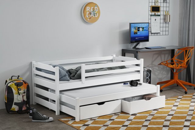 MARCIN II Bed Pine with mattress White