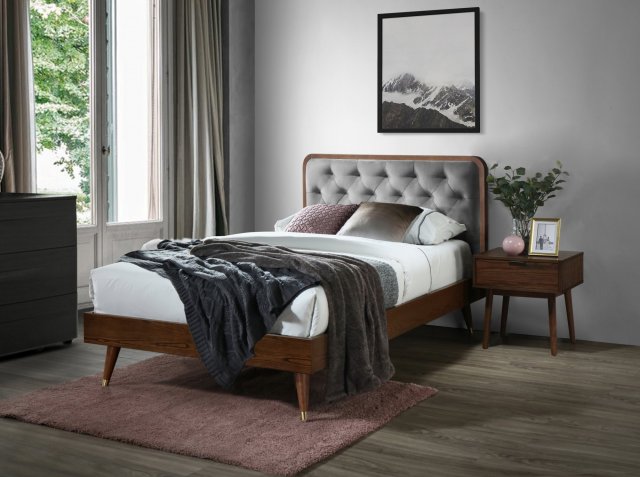 28881,LOZ 120 Кровать c деревянной рамой (серый/орех)