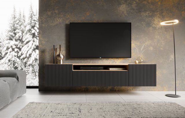 NOE AB RTV 200 cm TV seinakapp,Artisan tamm/Must matt