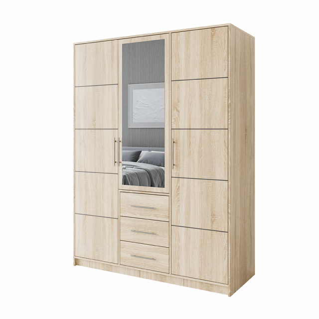 Bali/ D3 Kleiderschrank mit Spiegel (eiche sonoma)