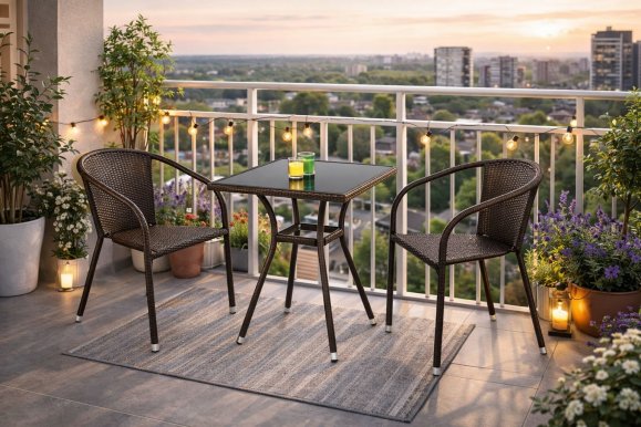 Комплект уличной мебели Стол MOBIL+2 стула MIDAS Темно-коричневый