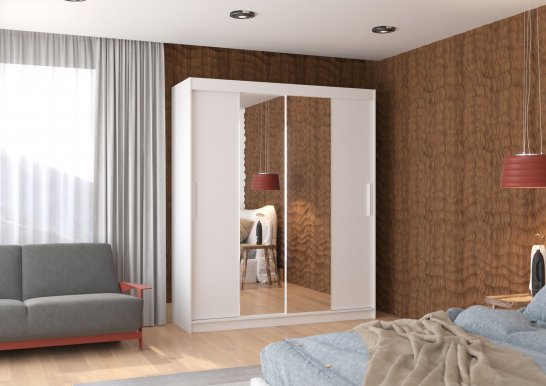 Dallas Dal01 180 White mat Wardrobe with sliding doors