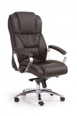 FOSTER Natural leather office chair dark brown