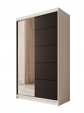 SW-CAS-120 cm - WB Lükandustega riidekapid peegliga,Valge matt/must matt