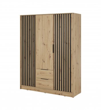 NELLY 3D Wardrobe (oak artisan/black lamella)