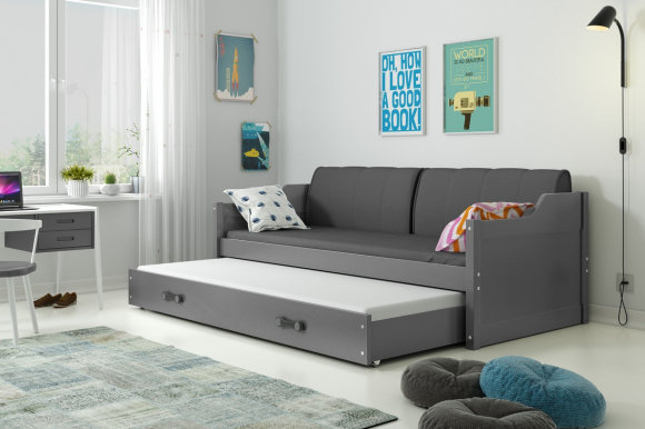 David II 200x90 Twin bed with mattress graphite