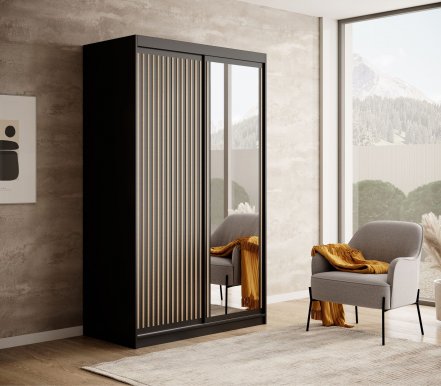 SW-DEL B 120 cm Sliding wardrobe with mirror,Black matt,Artisan