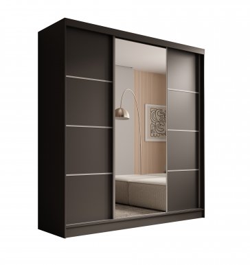 SW-KER-200 cm-BS Sliding wardrobe with mirror,Black/silver