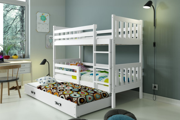 Karina 3 Triple bunk bed with mattress 190x80 white