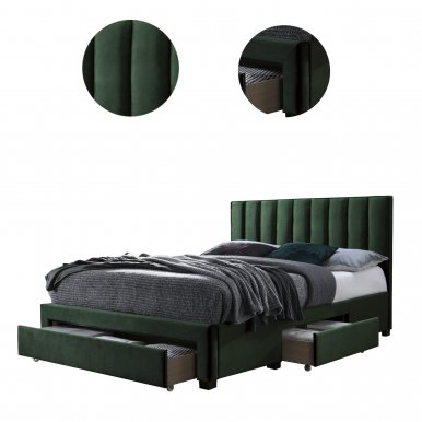 GRACE 160 Bed with wooden frame (Velvet Green)