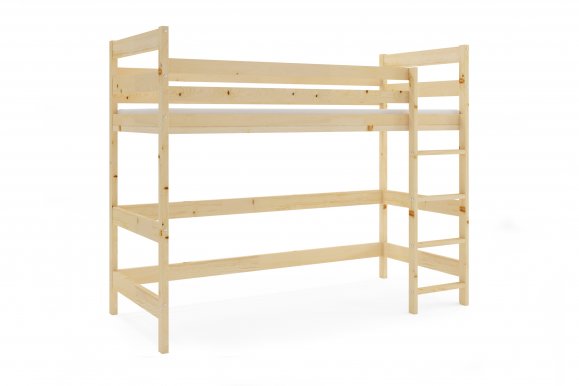 Loft-A Kõrge voodi,madratsiga 200x90,Männipuit