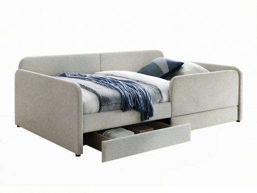 30129, 120x200,Bed with two drawers,beige