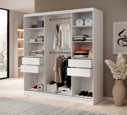 SW-IDA-200 cm W Sliding wardrobe with mirror,White matt