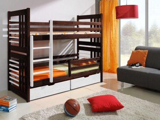 ROLAND Bunk bed with mattress Walnut/white