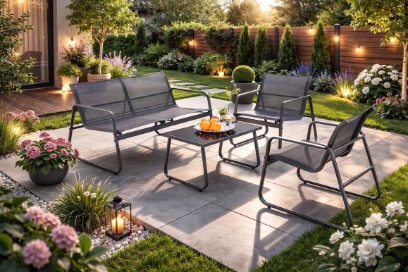 18095 Aiakomplekt (diivan + 2 tooli + kohvilaud),tumehall/helehall