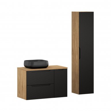 Luxor Black Bathroom furniture set with countertop,Nika sink and tall cabinet