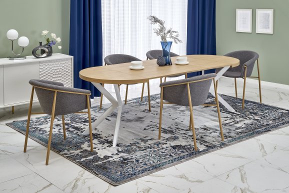 PERONI 100-250 Extendable dining table golden oak/white