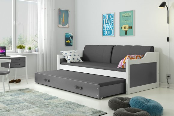 David II 200x90 Ausziehbett für Jugendliche,mit Matratze und Schublade,weiß
