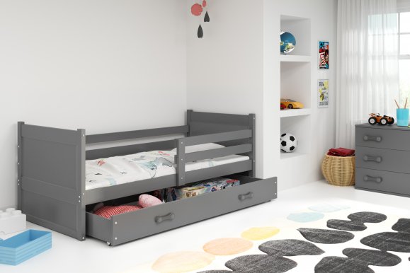 Riko I 190x90 Детская кровать с матрасом Графит