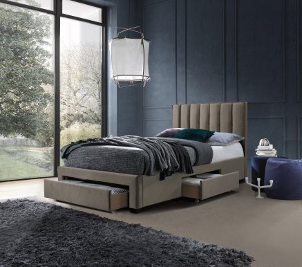28947,120x200 Bed with drawers,Velvet beige
