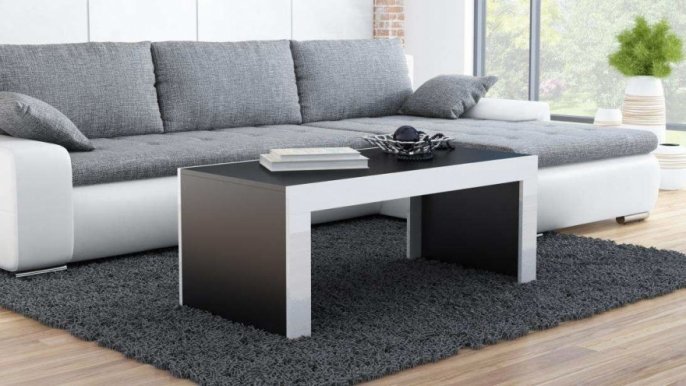 Tess 120x60 Žurnālgalds Body black mat,Panel white gloss