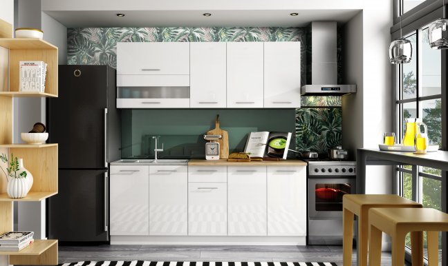 TIFANY 200 cm Kitchen White mat/white gloss