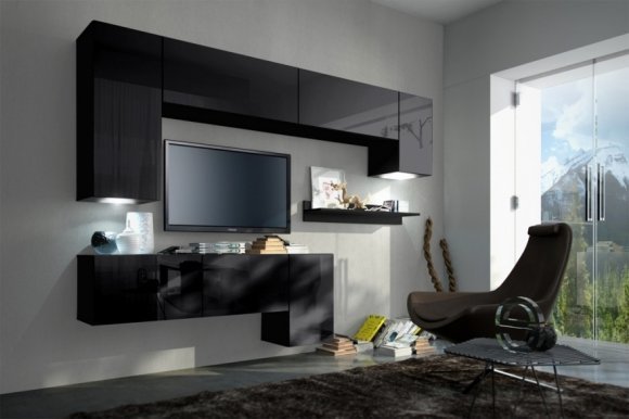 Sky Concept 5 Wall unit Black mat/black gloss 5/HG/B/5-2B