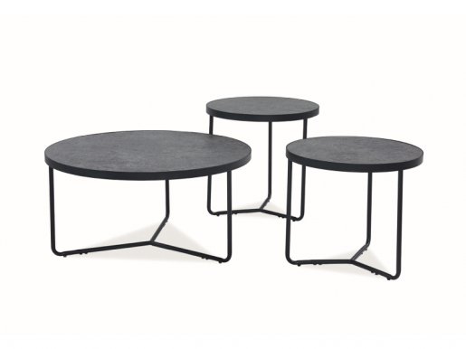 Demeter Set of coffee tables 3pcs beton/black