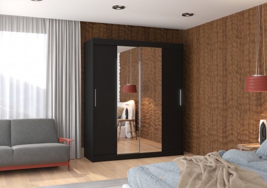 Dallas Dal03 180 Black Wardrobe with sliding doors