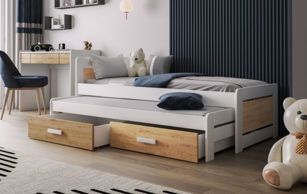 TIESTO Bed with mattress White/oak