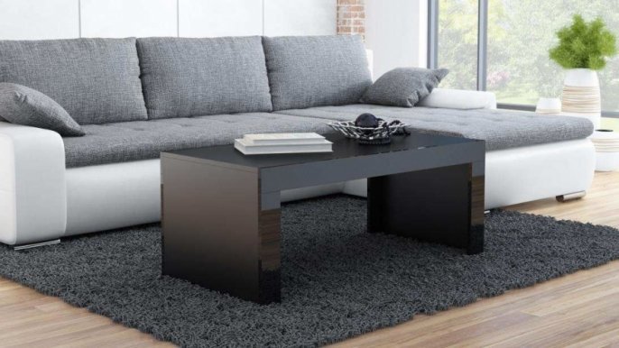 Tess 120x60 Žurnālgalds Body black mat,Panel black gloss