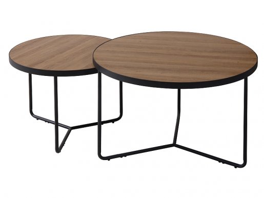 ITALIA II Set of coffee tables 2pcs walnut/black