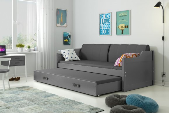 David II 200x90 Ausziehbett für Jugendliche,mit Matratze und Schublade,grau