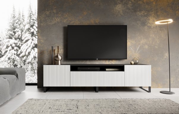 NOES BW RTV 200 cm TV-alus,Must matt/Valge matt