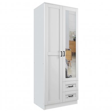 Kami-SZF 2d2s Rama Peegeliga riidekapp,valge