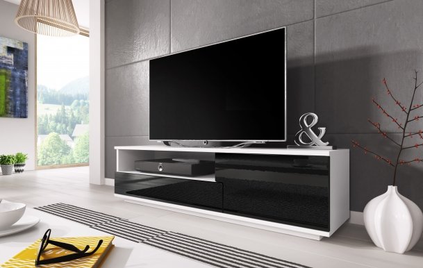 Muza TV-alus White mat/black gloss