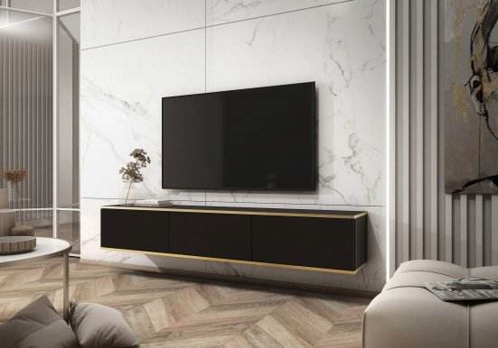 ORO- RTV-175 Wall Mounted TV Cabinet Black