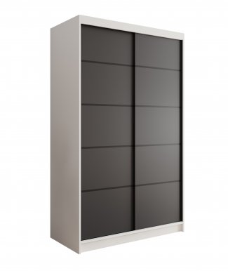 SW-LIZ 120 cm Schwebetürenschrank,Weiß matt/Schwarz matt