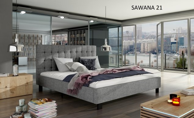 MAU_02 (SAWANA 21) 140x200 Двуспальная кровать с основанием для матраса Серый
