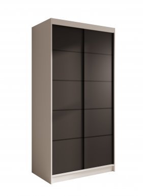 SW-VER 100 cm Schwebetürenschrank,Weiß matt/Schwarz matt