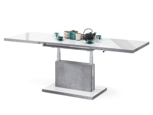 ASTON- 70 sz Extendable table transformer (white gloss/beton millenium)