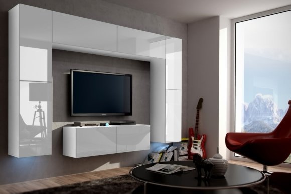 Sky Concept 3 Wall unit White mat/white gloss 3/HG/W/2-1B