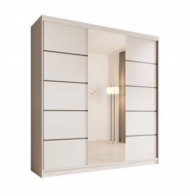 SW-SON-200 cm -WW Sliding wardrobe with mirror,White matt