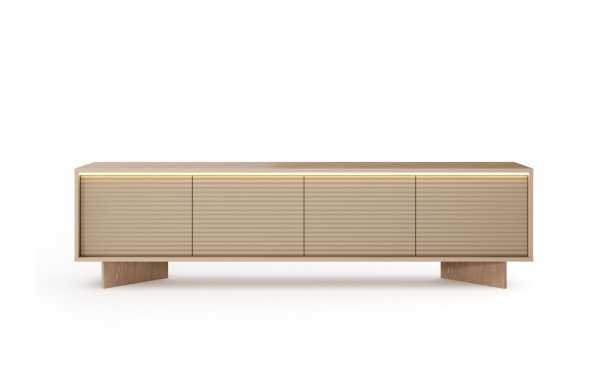 Style-Japandi E TV-Lowboard mit 4 Türen,LED-Beleuchtung