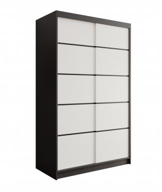 SW-LIZ 120 cm Schwebetürenschrank,Schwarz matt/Weiß matt