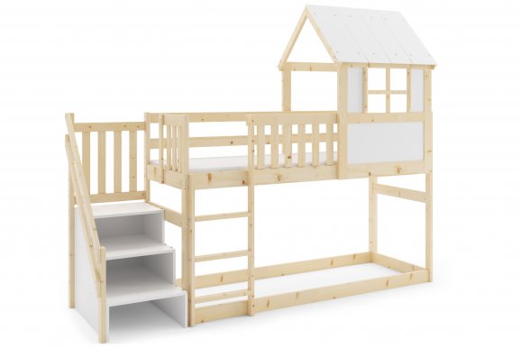Loft-A Niska ze sch Bed Kids and Youth Single Bed with 1 mattress 200x90,Pine