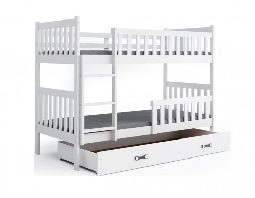Cubus 2 Etagenbett Hochbett 200x90 mit 2 Matratzen und 1 Schubladen,Weiß