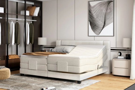 REY- Box springs 140x200+Top H4 70x2 Bed with electric mechanism, mattress and mattress topper